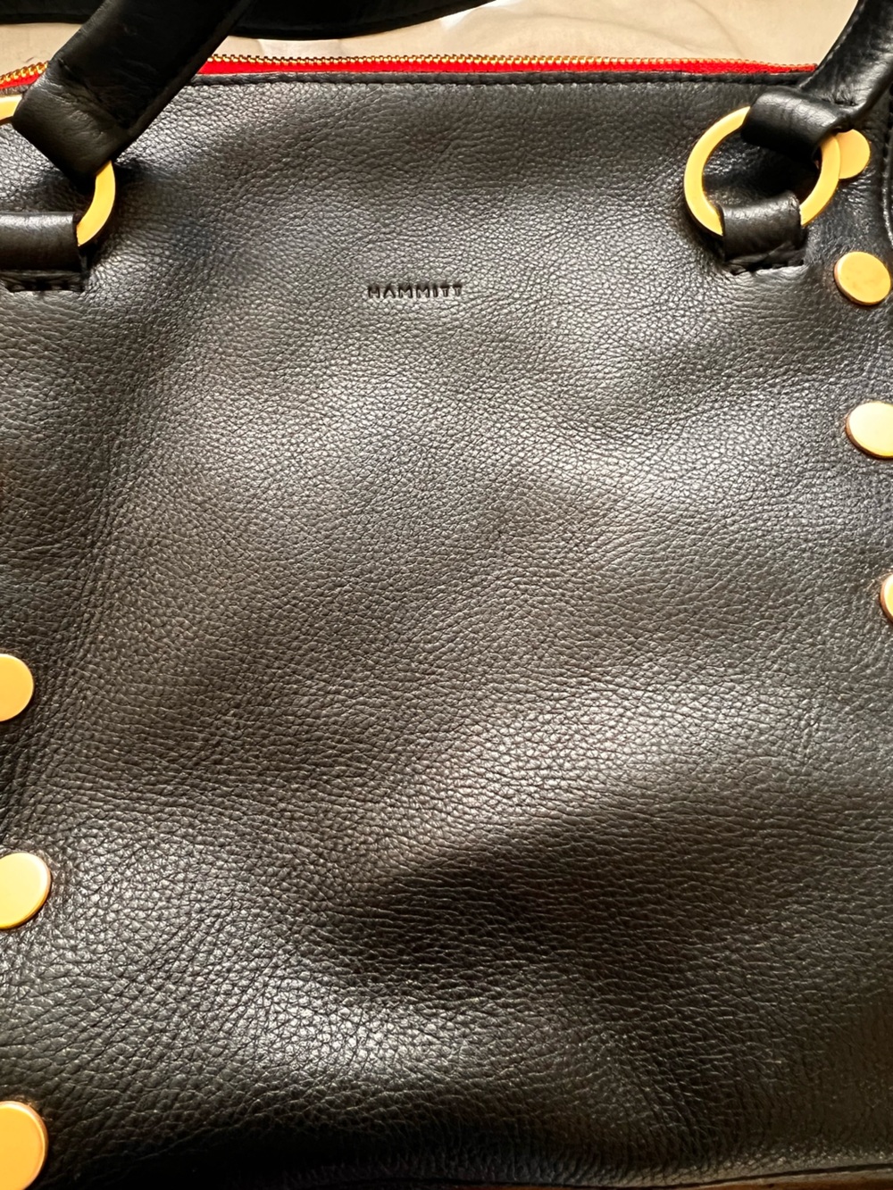 Hammitt Daniel Medium Black Leather Shoulder Bag with Gold Studs - Picture 8 of 8